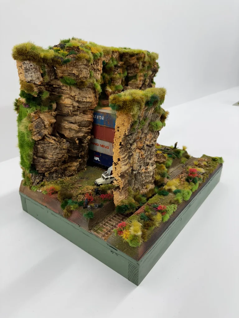 Kim Adams' railroad with moss details.